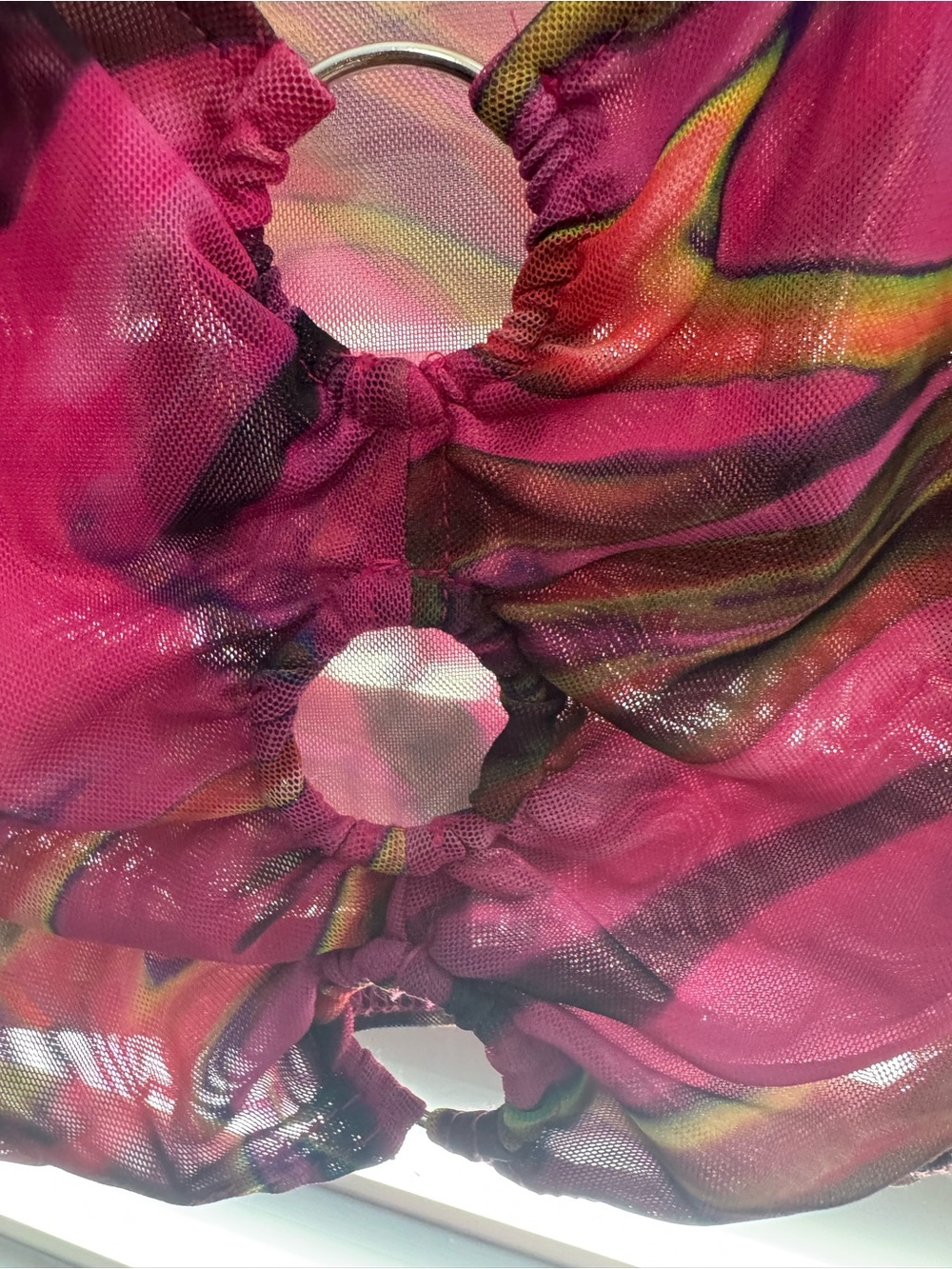 ASOS Magenta Sheer Long-Sleeve Crop Top with Swirl Print - Picture 2 of 4